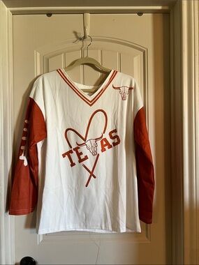 Texas Longhorns Women’s White & Burnt Orange Long Sleeve Top